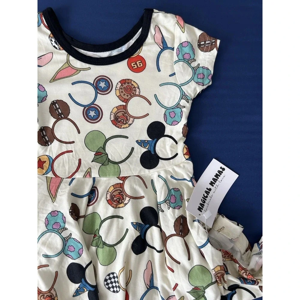 New Bamboo Girls Dress Disney Park Mickey EARS Summer Size 3 3T FULL Twirl Swing